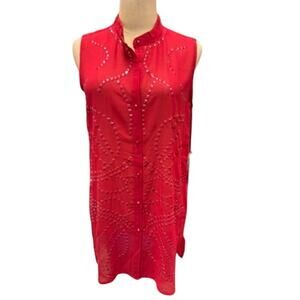 NWT!! "VERTIGO" Button Up Sleeveless Studded Top SZ S MSRP-$138 Cowgirl Country‎